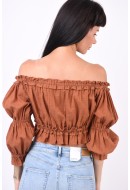 Bluza Dama Vero Moda Vmmilla Crop 3/4 Sugar Brown